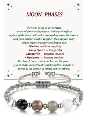 Moon Phase Crystal Healing Bracelet - Natural Stone Beaded Jewelry for Intuition